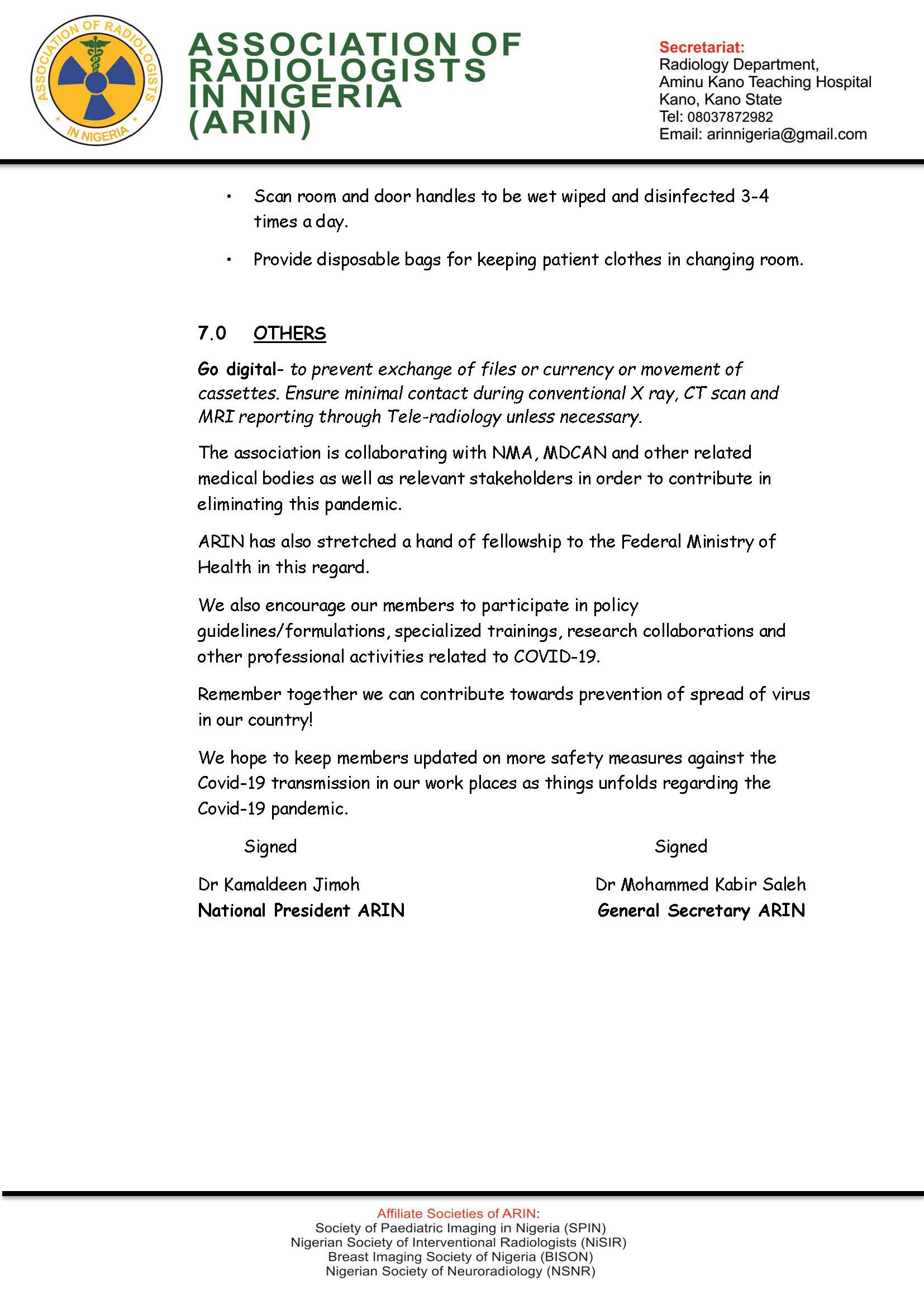 ARIN COVID 19 SAFETY GUIDES Page 6